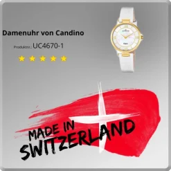 Candino Damen Armband-Uhr Lady Elegance C4670/1 Quarzuhr Leder weiß UC4670/1
