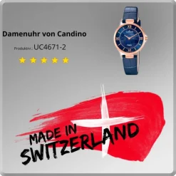 Candino Damen Armband-Uhr Lady Elegance C4671/2 Quarzuhr Leder blau UC4671/2