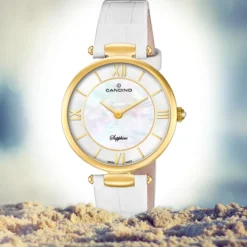 Candino Damen Armband-Uhr Lady Elegance C4670/1 Quarzuhr Leder weiß UC4670/1
