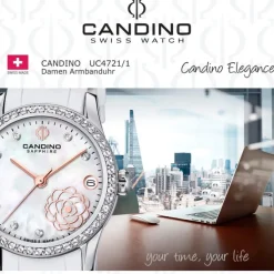 Candino Damen Armbanduhr Elegance C4721/1 Analog Leder weiß UC4721/1