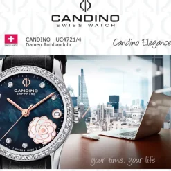 Candino Damen Armbanduhr Elegance C4721/4 Analog Leder schwarz UC4721/4