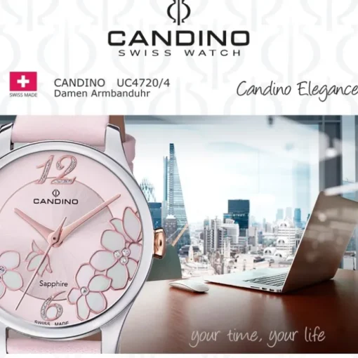 Candino Damen Armbanduhr Elegance C4720/4 Analog Leder rosa UC4720/4