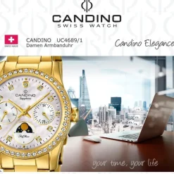 Candino Damen Armbanduhr Lady Elegance C4689/1 Quarz Edelstahl gold UC4689/1
