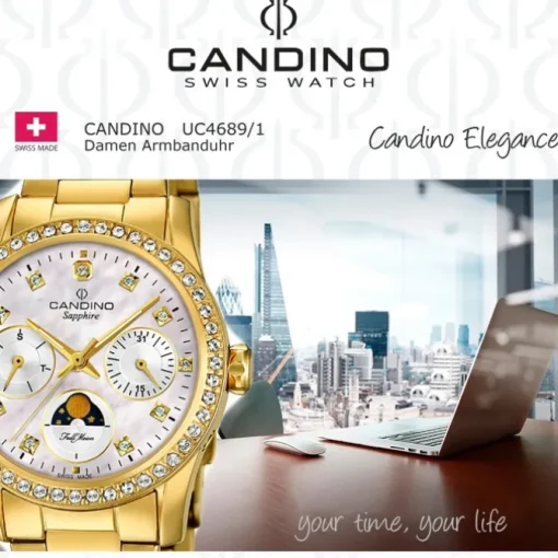 Candino Damen Armbanduhr Lady Elegance C4689/1 Quarz Edelstahl gold UC4689/1