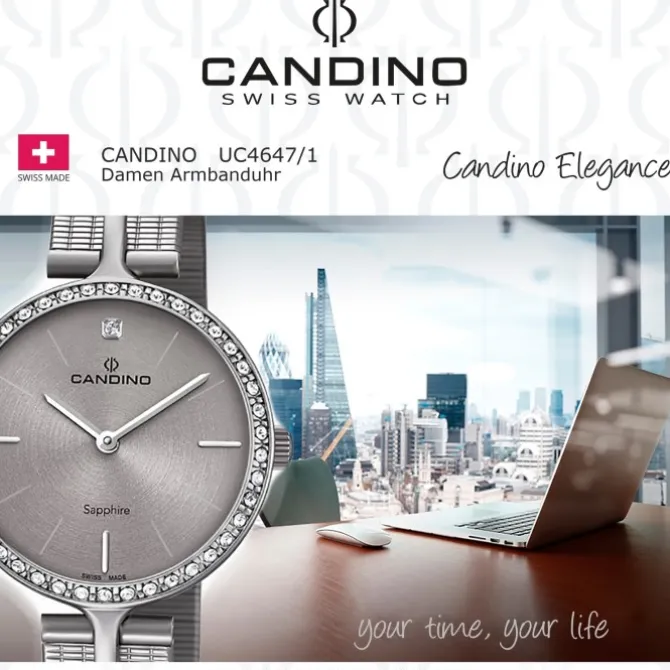 Candino Damen Armbanduhr Lady Elegance C4647/1 Quarz Edelstahl grau UC4647/1