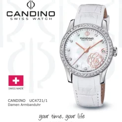 Candino Damen Armbanduhr Elegance C4721/1 Analog Leder weiß UC4721/1