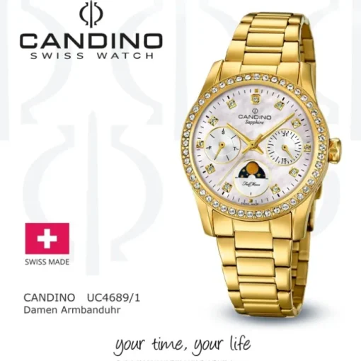 Candino Damen Armbanduhr Lady Elegance C4689/1 Quarz Edelstahl gold UC4689/1