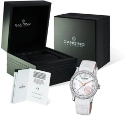 Candino Damen Armbanduhr Elegance C4721/1 Analog Leder weiß UC4721/1