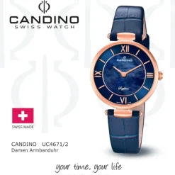 Candino Damen Armband-Uhr Lady Elegance C4671/2 Quarzuhr Leder blau UC4671/2