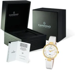 Candino Damen Armband-Uhr Lady Elegance C4670/1 Quarzuhr Leder weiß UC4670/1