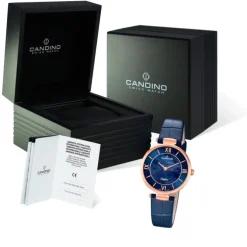 Candino Damen Armband-Uhr Lady Elegance C4671/2 Quarzuhr Leder blau UC4671/2