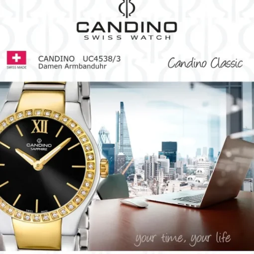 Candino Damen-Armbanduhr Timeless analog Quarz Edelstahl Gelbgold PVD UC4538/3