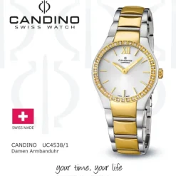 Candino Damen-Armbanduhr Timeless analog Quarz Edelstahl Gelbgold PVD UC4538/1