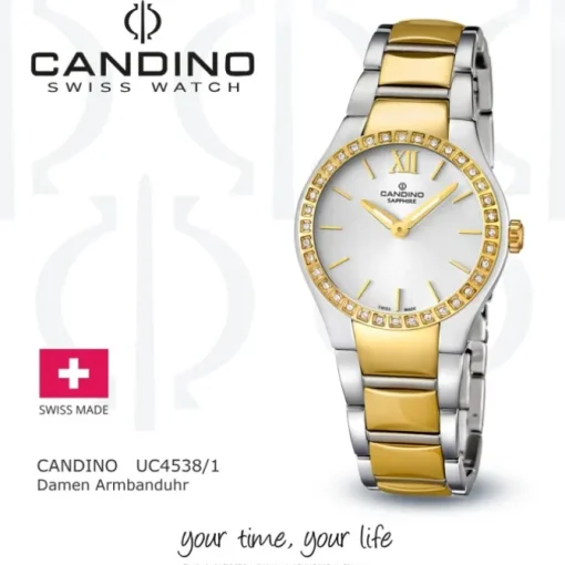 Candino Damen-Armbanduhr Timeless analog Quarz Edelstahl Gelbgold PVD UC4538/1