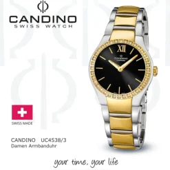 Candino Damen-Armbanduhr Timeless analog Quarz Edelstahl Gelbgold PVD UC4538/3