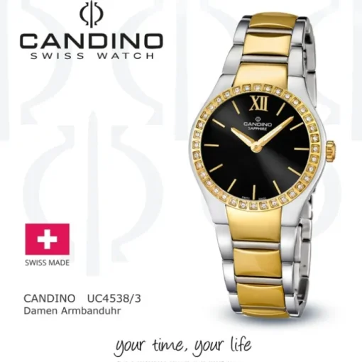 Candino Damen-Armbanduhr Timeless analog Quarz Edelstahl Gelbgold PVD UC4538/3