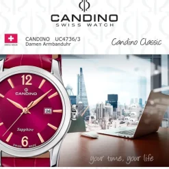 Candino Damenuhr Classic C4736/3 Armbanduhr Edelstahl rot UC4736/3
