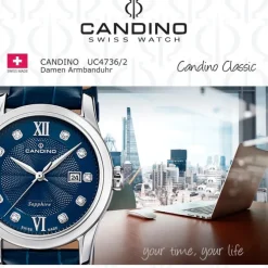 Candino Damenuhr Classic C4736/2 Armbanduhr Edelstahl dunkelblau UC4736/2
