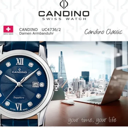Candino Damenuhr Classic C4736/2 Armbanduhr Edelstahl dunkelblau UC4736/2