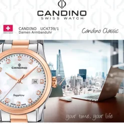 Candino Damenuhr Classic C4739/1 Armbanduhr Edelstahl silber-roségold UC4739/1