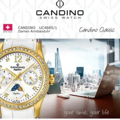Candino Damenuhr Classic C4685/1 Armbanduhr Edelstahl weiß UC4685/1