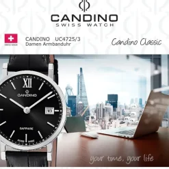 Candino Damenuhr Classic C4725/3 Armbanduhr Edelstahl schwarz UC4725/3