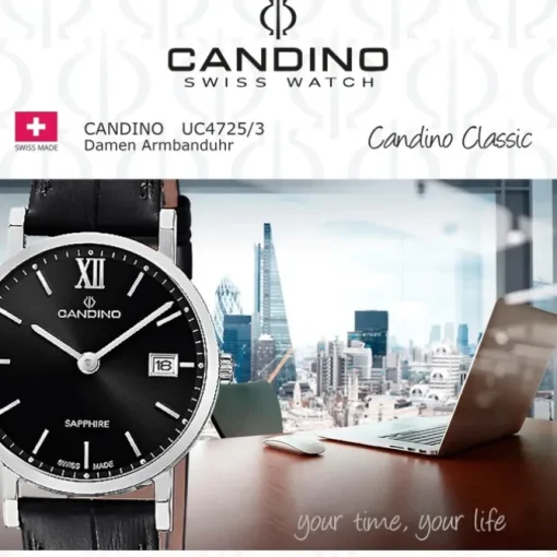 Candino Damenuhr Classic C4725/3 Armbanduhr Edelstahl schwarz UC4725/3