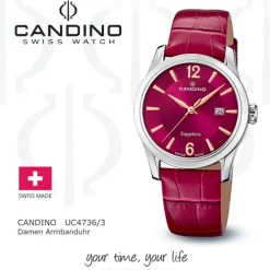 Candino Damenuhr Classic C4736/3 Armbanduhr Edelstahl rot UC4736/3