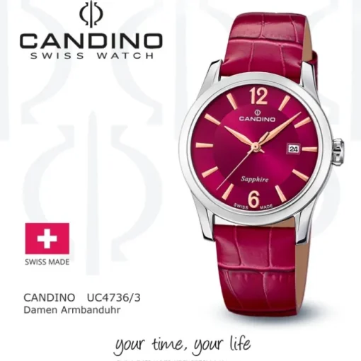 Candino Damenuhr Classic C4736/3 Armbanduhr Edelstahl rot UC4736/3