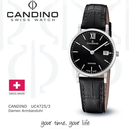 Candino Damenuhr Classic C4725/3 Armbanduhr Edelstahl schwarz UC4725/3