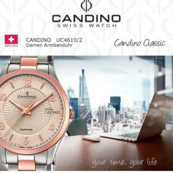 Candino Damen-Uhr Edelstahl silber roségold C4610/2 Quarz Klassisch UC4610/2