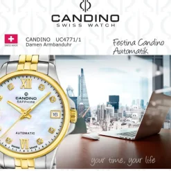 Candino Damenuhr Edelstahl silber gold Candino Automatik Armbanduhr UC4771/1