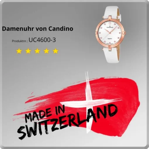 Candino Damenuhr Elegance C4600/3 Armbanduhr Edelstahl weiß UC4600/3