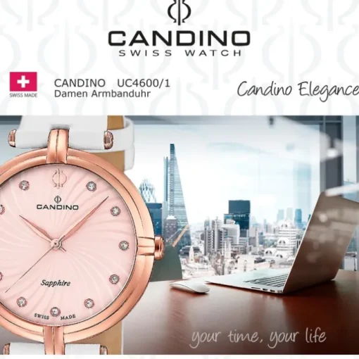 Candino Damenuhr Elegance C4600/1 Armbanduhr Edelstahl weiß UC4600/1