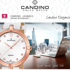 Candino Damenuhr Elegance C4600/3 Armbanduhr Edelstahl weiß UC4600/3