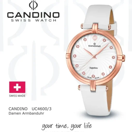 Candino Damenuhr Elegance C4600/3 Armbanduhr Edelstahl weiß UC4600/3