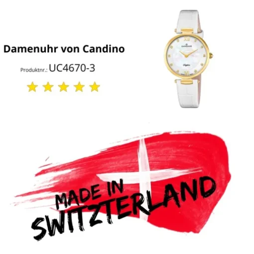 Candino Damenuhr Leder weiß Candino Elegance Armbanduhr UC4670/3