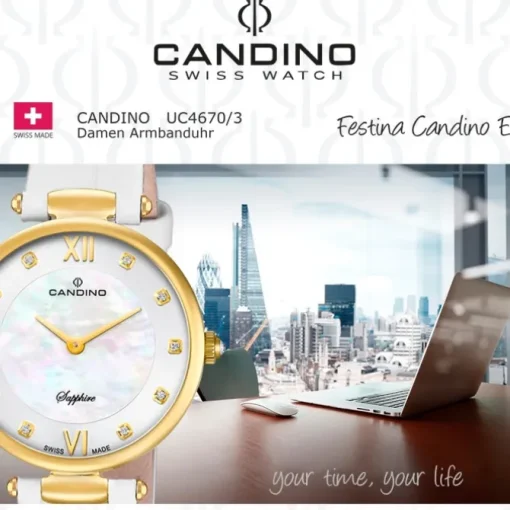 Candino Damenuhr Leder weiß Candino Elegance Armbanduhr UC4670/3