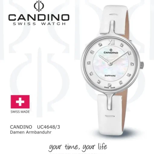 Candino Damenuhr Leder weiß Candino Elegance Armbanduhr UC4648/3