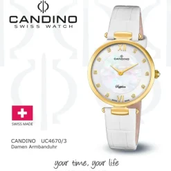 Candino Damenuhr Leder weiß Candino Elegance Armbanduhr UC4670/3
