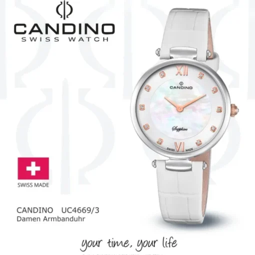 Candino Damenuhr Leder weiß Candino Elegance Armbanduhr UC4669/3