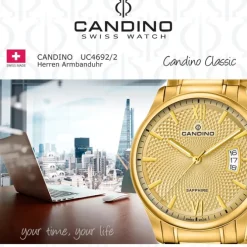 Candino Herren Armband-Uhr Classic Timeless C4692/2 Edelstahl gold UC4692/2