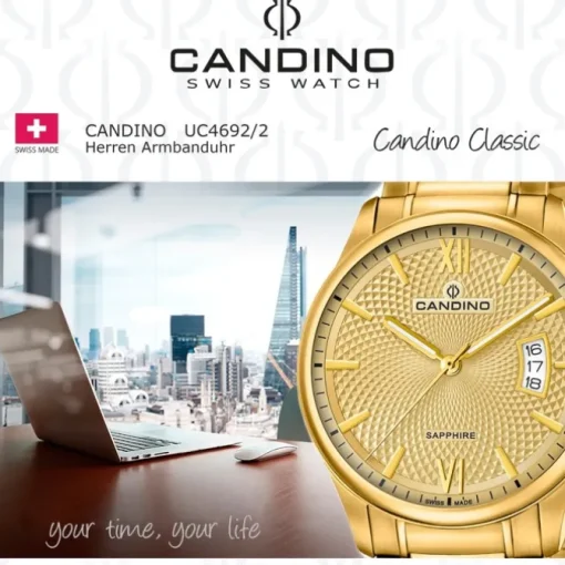 Candino Herren Armband-Uhr Classic Timeless C4692/2 Edelstahl gold UC4692/2