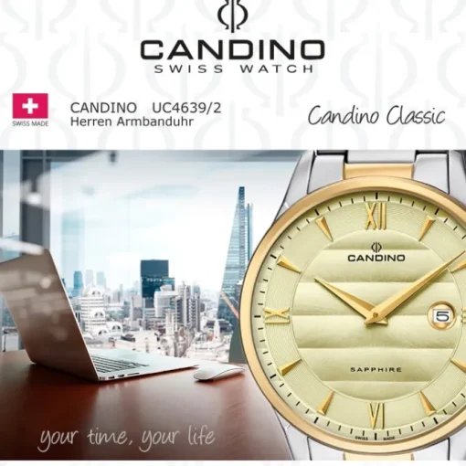 Candino Herren Armbanduhr Classic C4639/2 Edelstahl Quarz silber gold UC4639/2