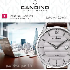 Candino Herren Armbanduhr Classic Timeless C4638/2 Quarz Leder braun UC4638/2