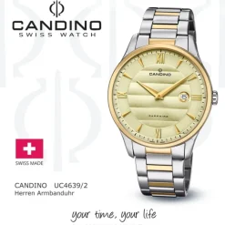 Candino Herren Armbanduhr Classic C4639/2 Edelstahl Quarz silber gold UC4639/2