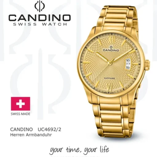 Candino Herren Armband-Uhr Classic Timeless C4692/2 Edelstahl gold UC4692/2