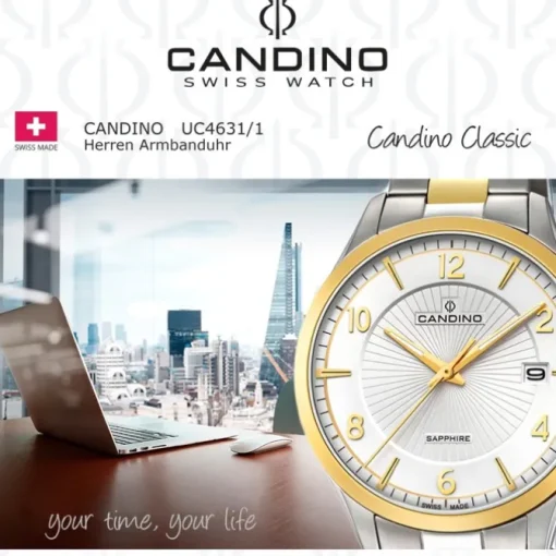 Candino Herren-Armbanduhr Edelstahl silber gold C4631/1 Quarz Klassisch UC4631/1