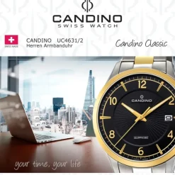 Candino Herren-Armbanduhr Edelstahl silber gold C4631/2 Quarz Klassisch UC4631/2