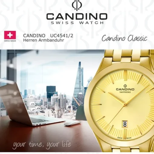 Candino Herren-Armbanduhr Timeless analog Quarz Edelstahl Gelbgold PVD UC4541/2
